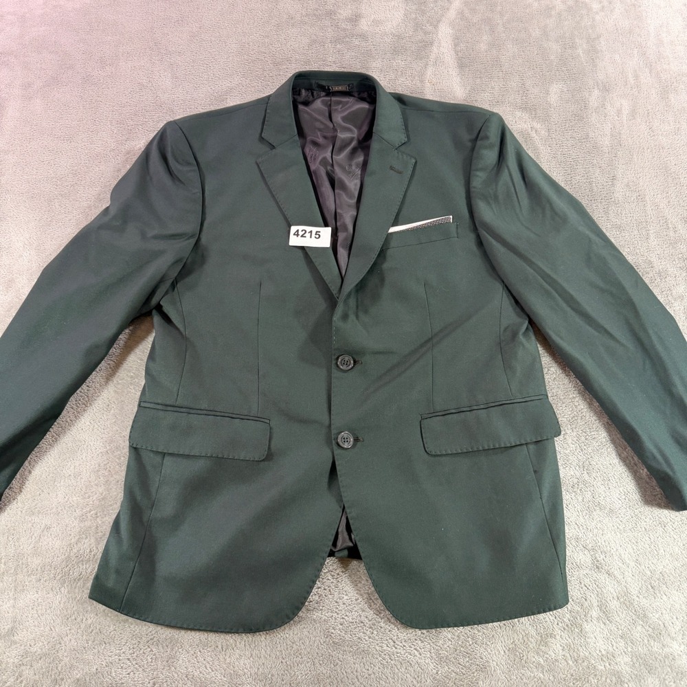 Statement Blazer Mens 42S Green Platinum Confidence Virgin Wool 2 Button Jacket